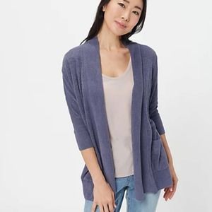 Barefoot Dreams CozyChic Ultra Lite Pointelle Cardigan Size 1X Deep Sea Blue